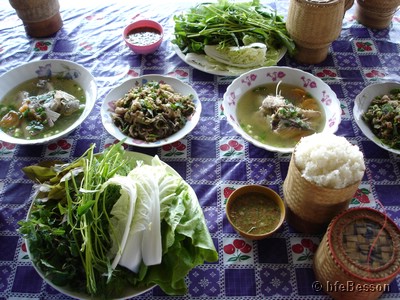 DSC04963_050115_Ban Sen - Lao traditional lap salad fishsoup sticky rice